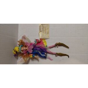 Vintage Confetti" Fairy pixie Ornament colorful handcrafted ornament Collectible